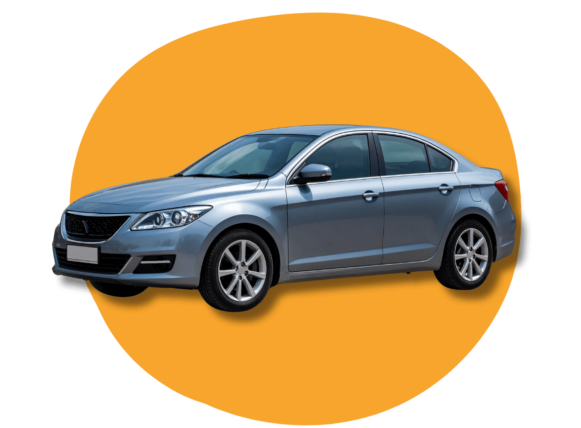 grey car on a yellow square